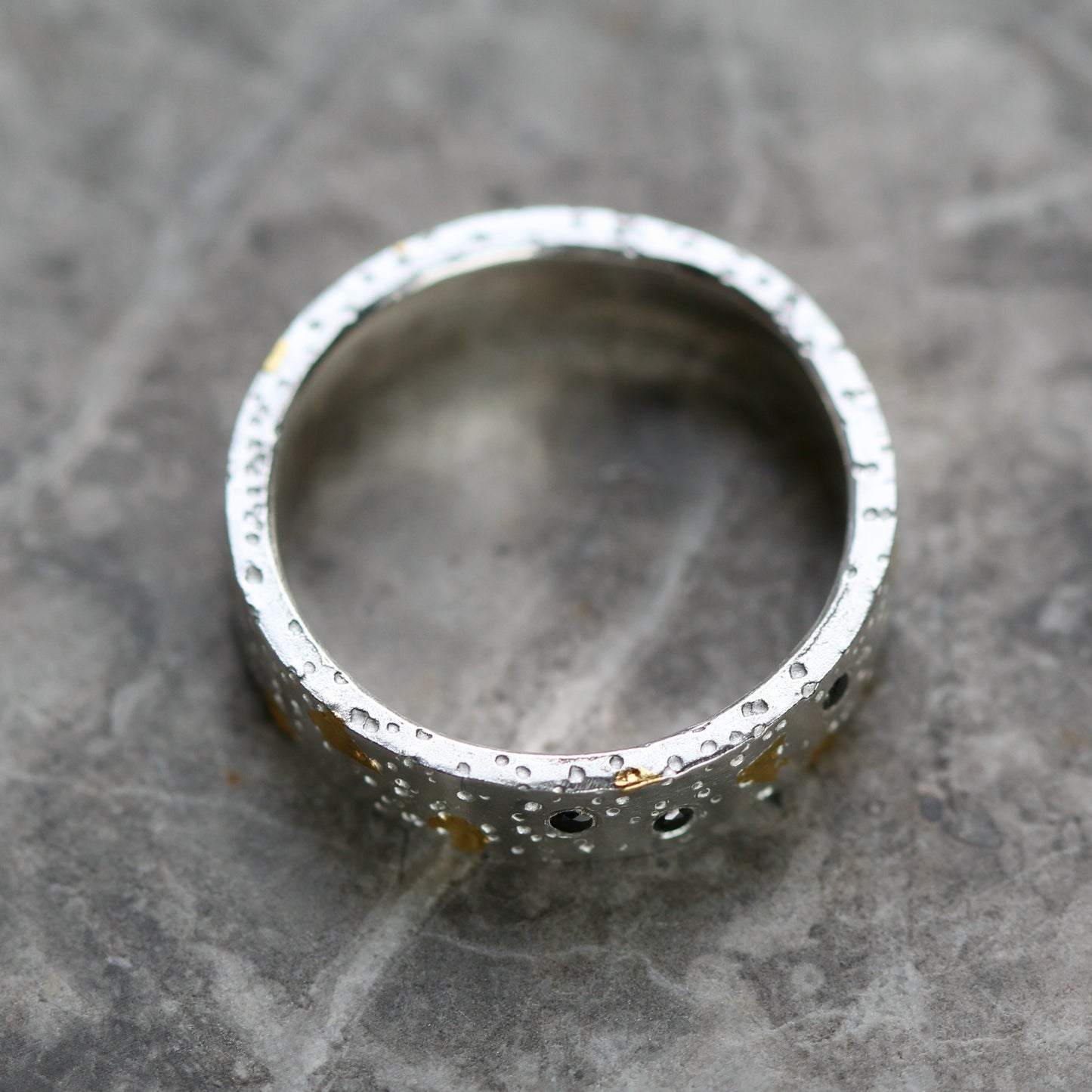 Black Diamond Confetti Keum Boo Textured 5mm Ring image 3