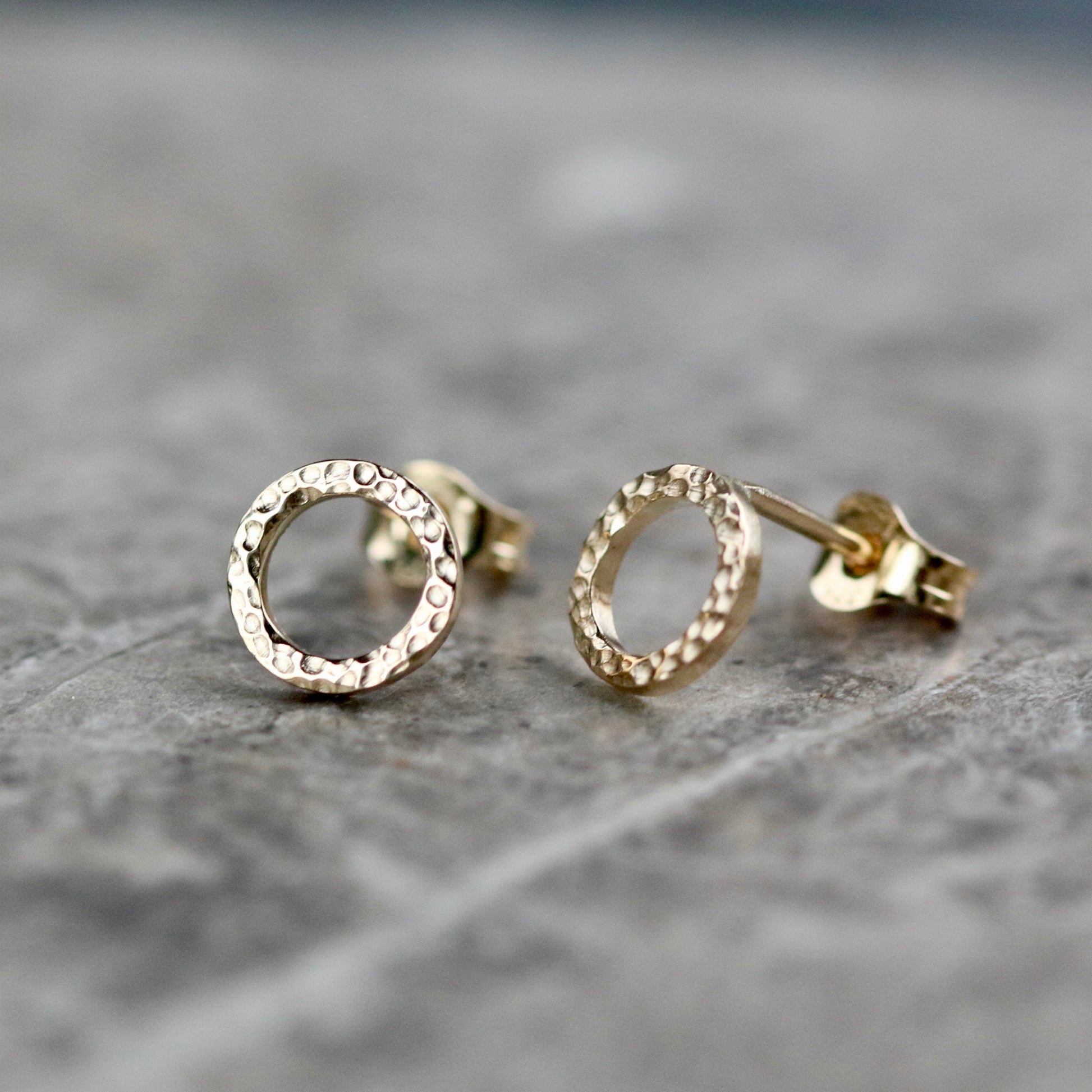 Solid Mini Textured 9ct Yellow Gold Halo Studs image 1
