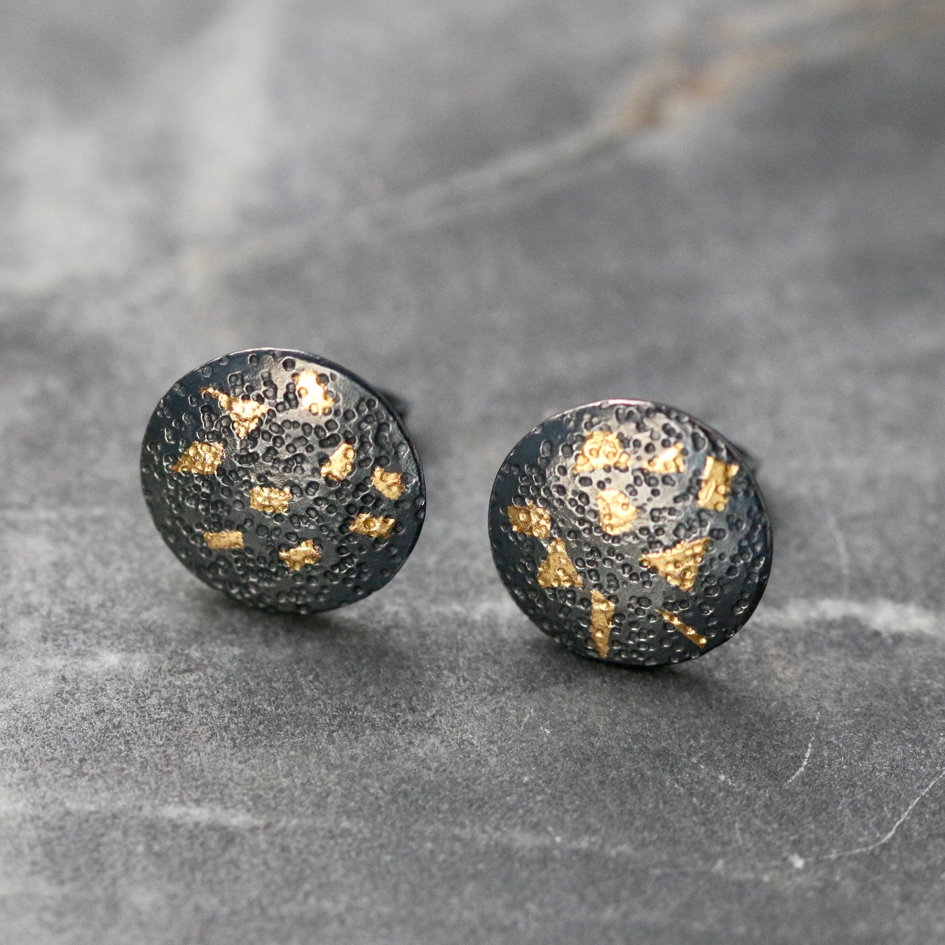 Keum Boo Oxidised Large Circle Confetti Studs image 1