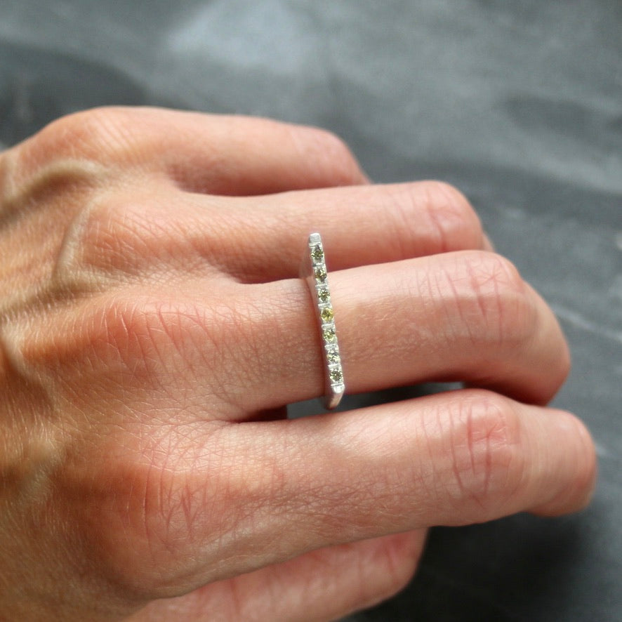 Yellow Sapphire Diagonal Pavé Slice Ring image 7