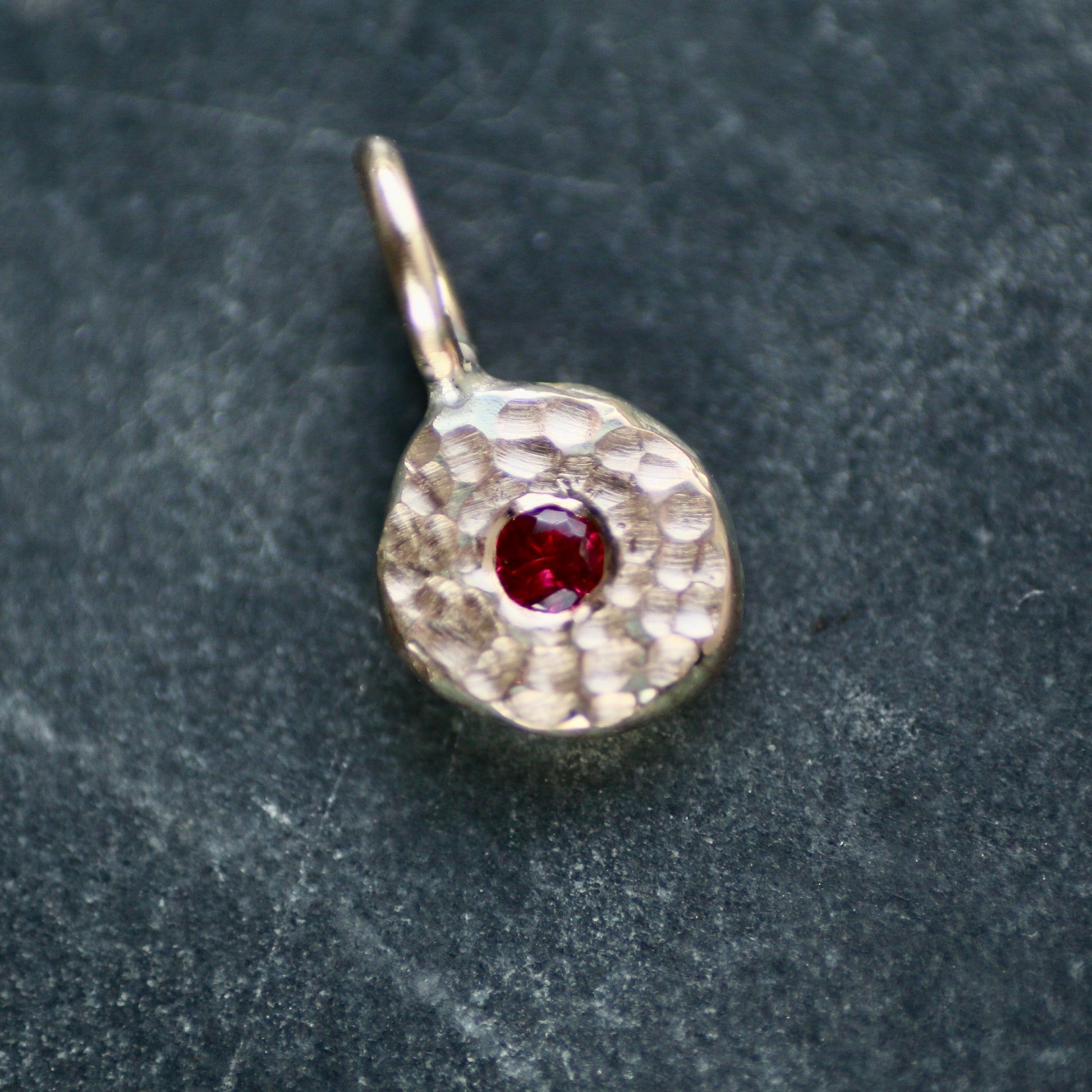 Red Spinel & Recycled Solid 9ct Yellow Gold Pebble Pendant Necklace image 4