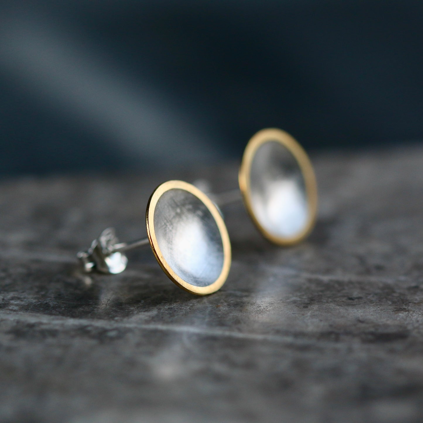 Silver + Gold Concave Disc Studs image 4