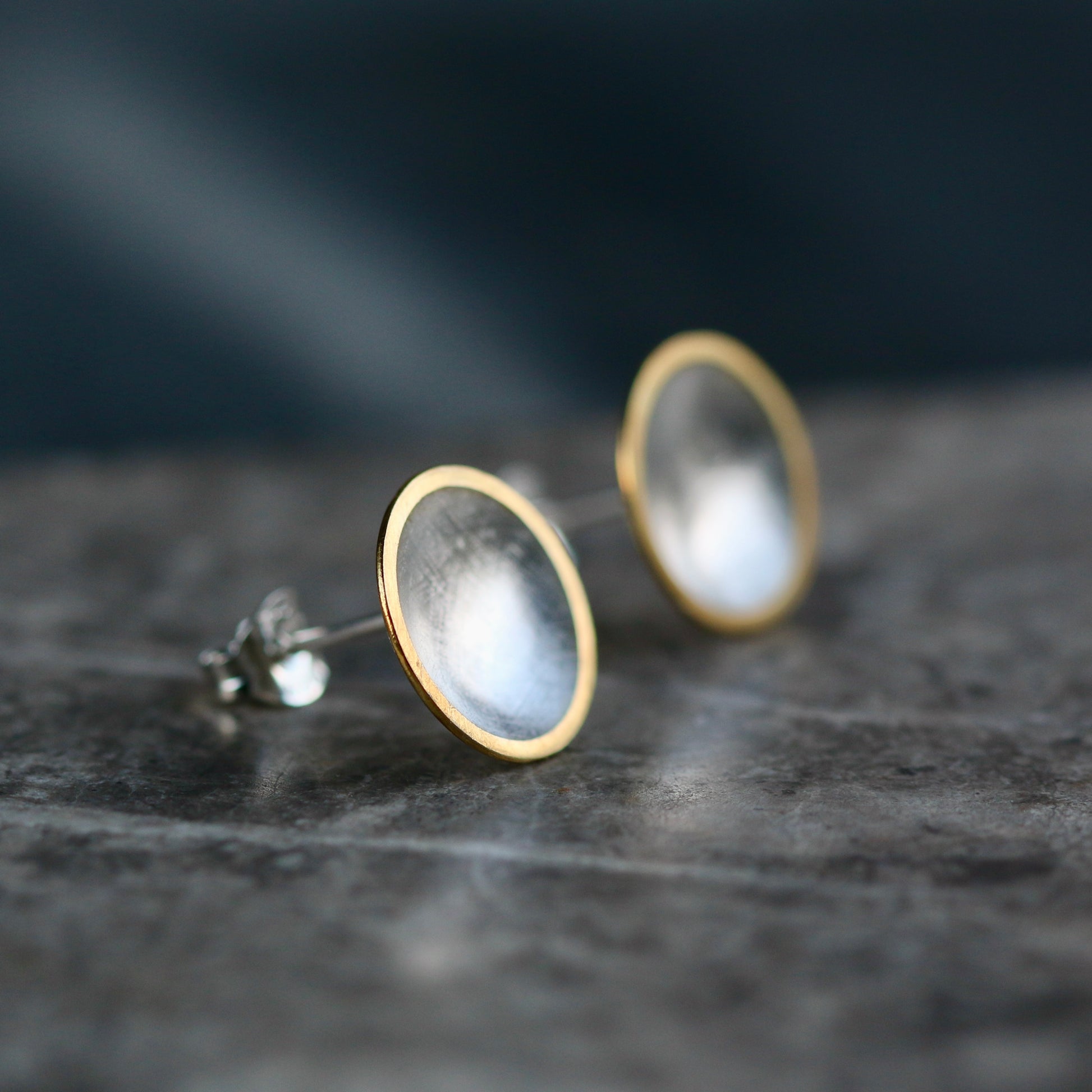 Silver + Gold Concave Disc Studs image 4