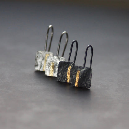 LINEAR Oxidised Square-ish Drop Earrings image 3