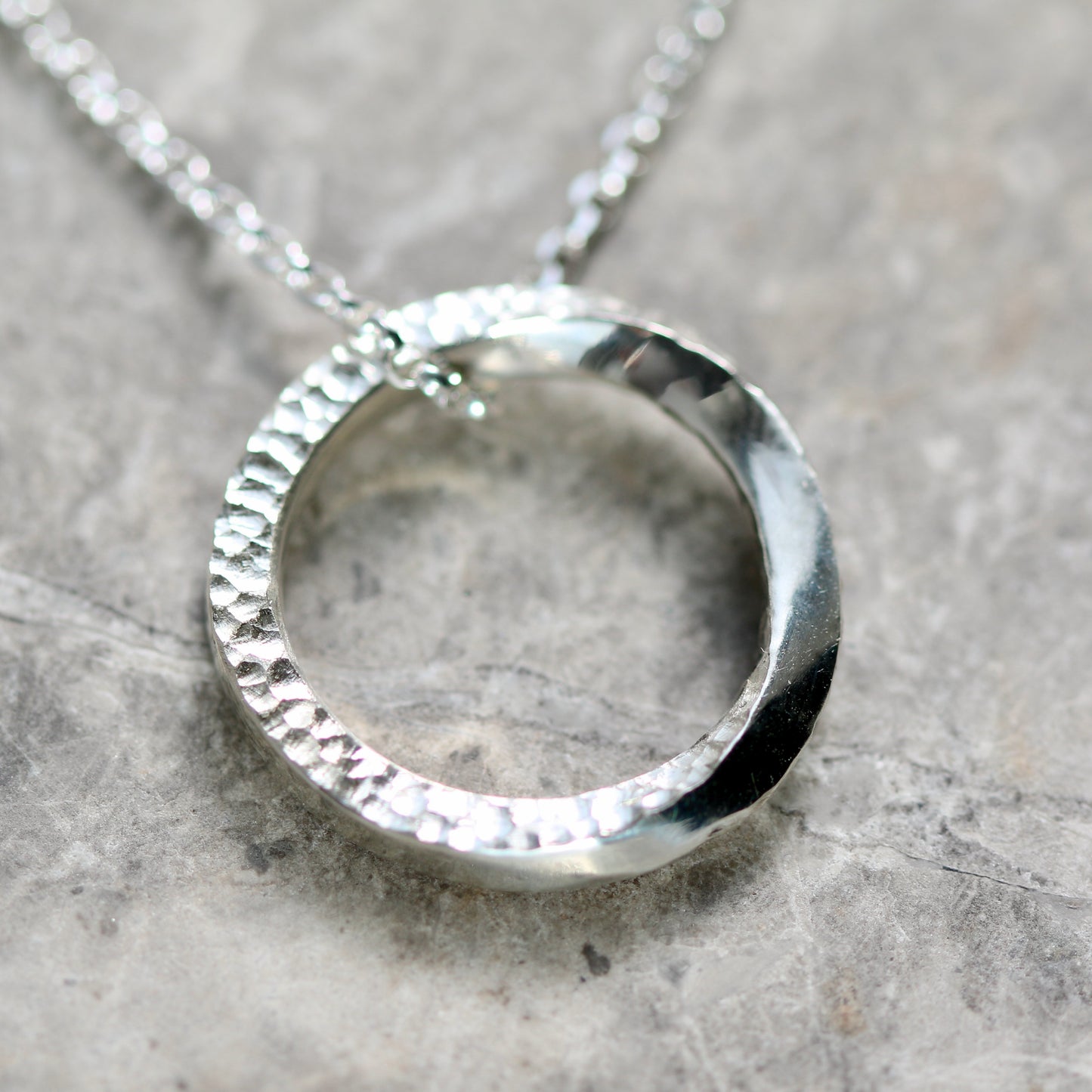 Silver Textured Möbius Twist Halo Ring Pendant image 3