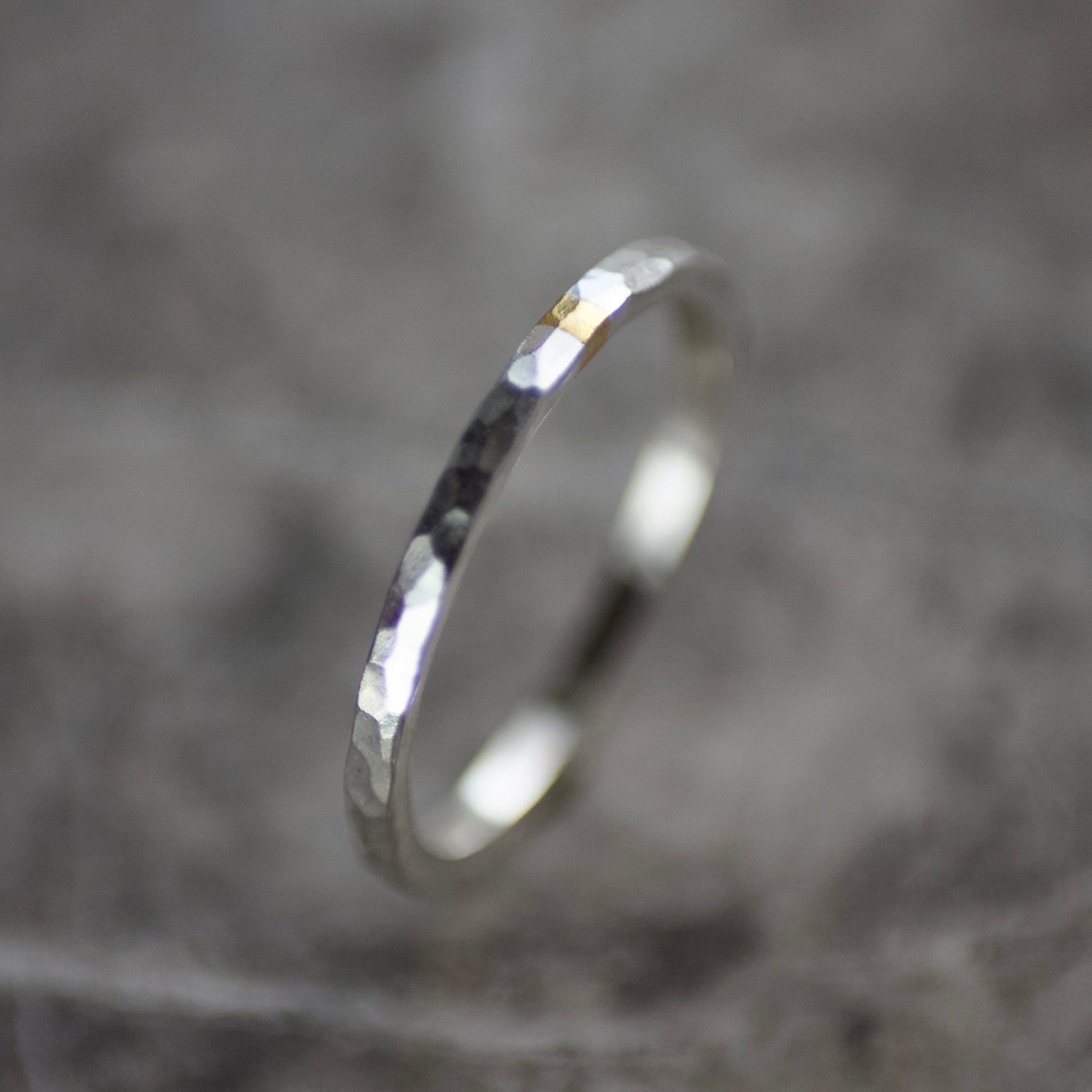 Hammered Silver & Gold Skinny Keum Boo Ring image 2
