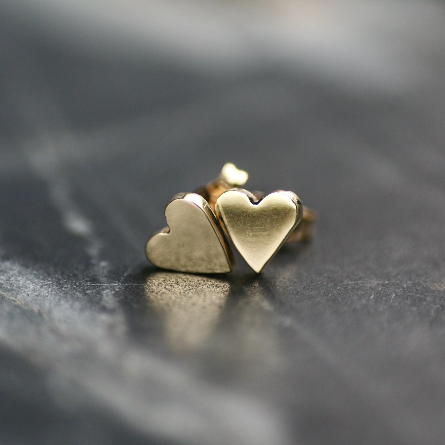Solid Polished 9ct Gold Heart Stud Earrings image 2