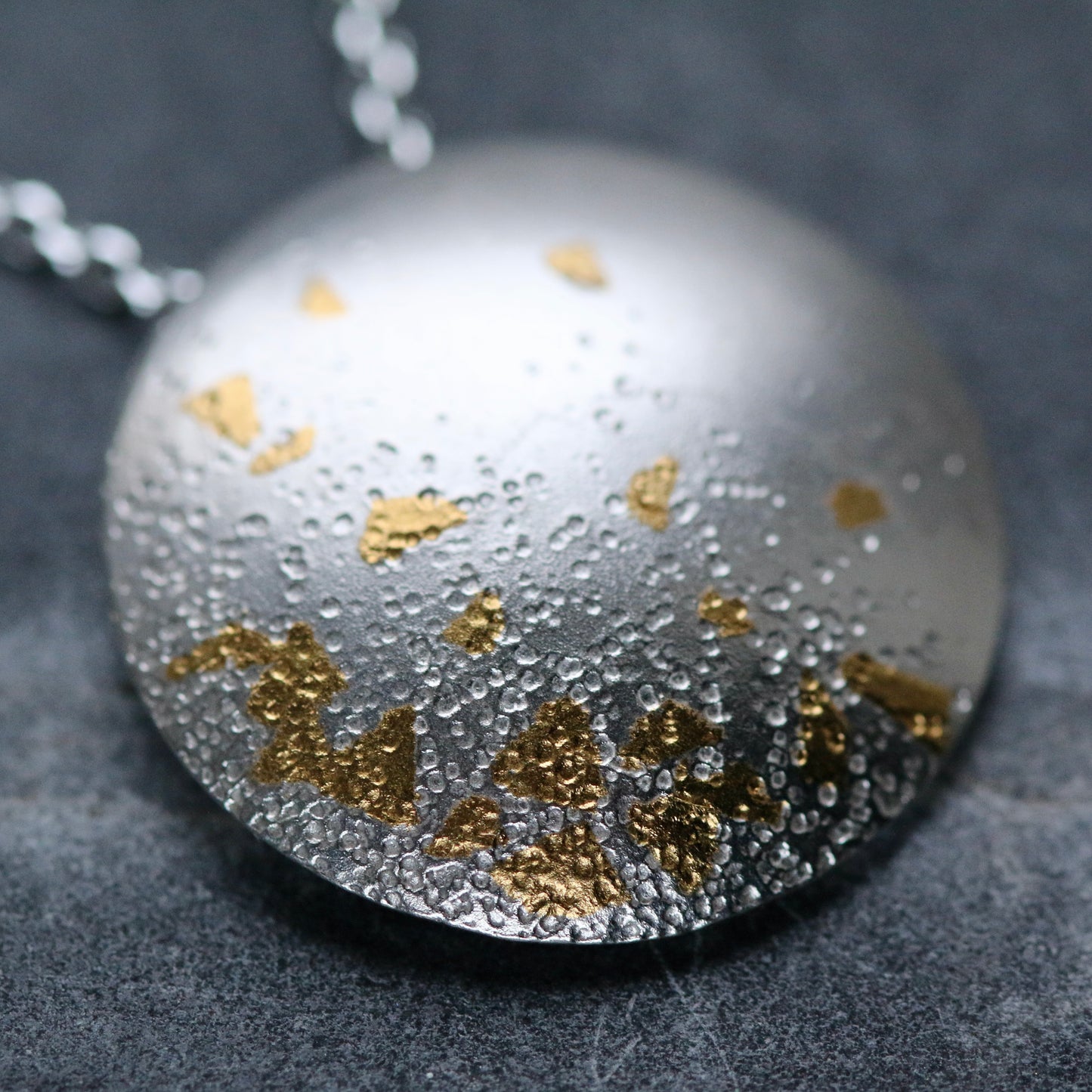 Keum Boo Silver + Gold Circle Confetti Drop Pendant Necklace image 1