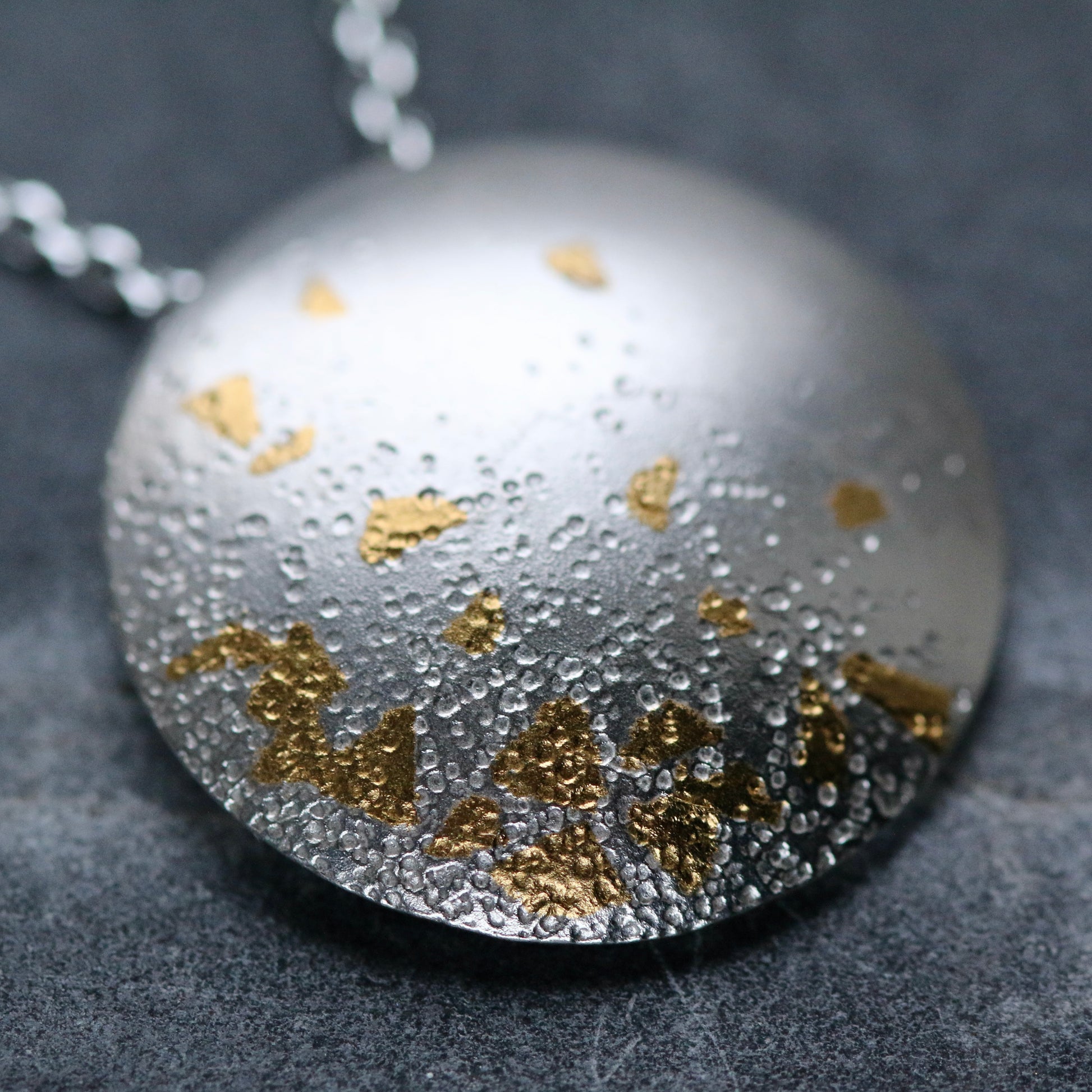 Keum Boo Silver + Gold Circle Confetti Drop Pendant Necklace image 1