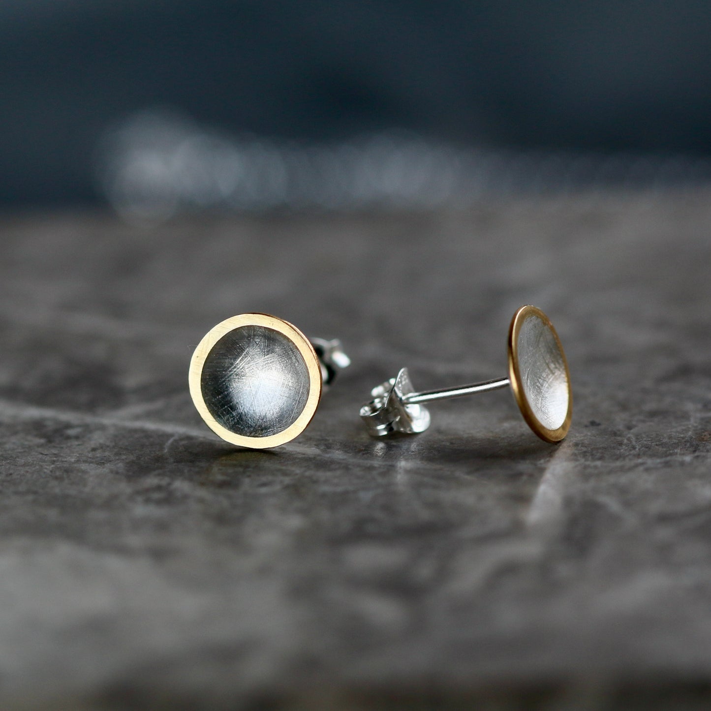 Mini Silver + Gold Concave Disc Studs image 4