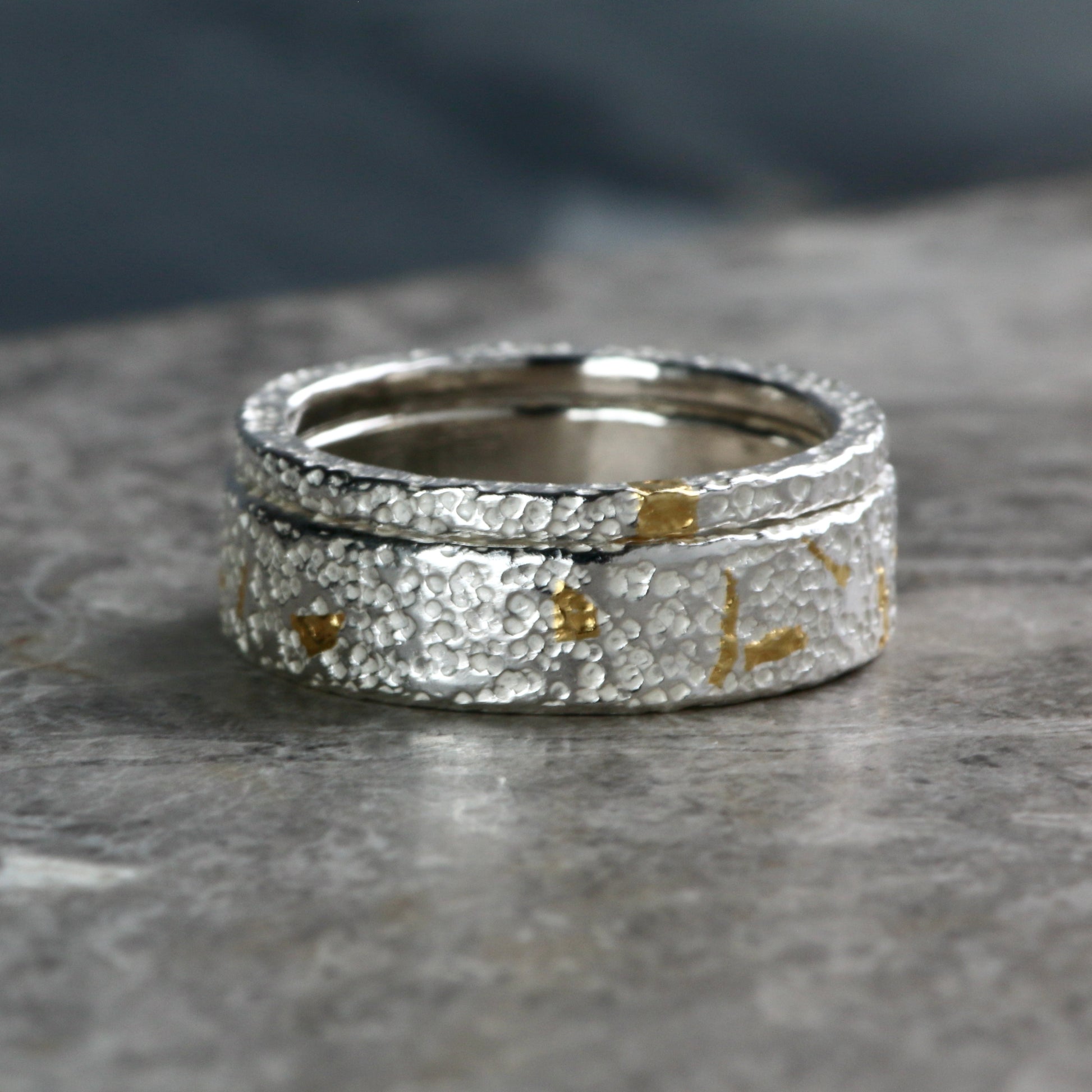 Confetti Keum Boo Silver & Gold Textured 4mm Ring image 7