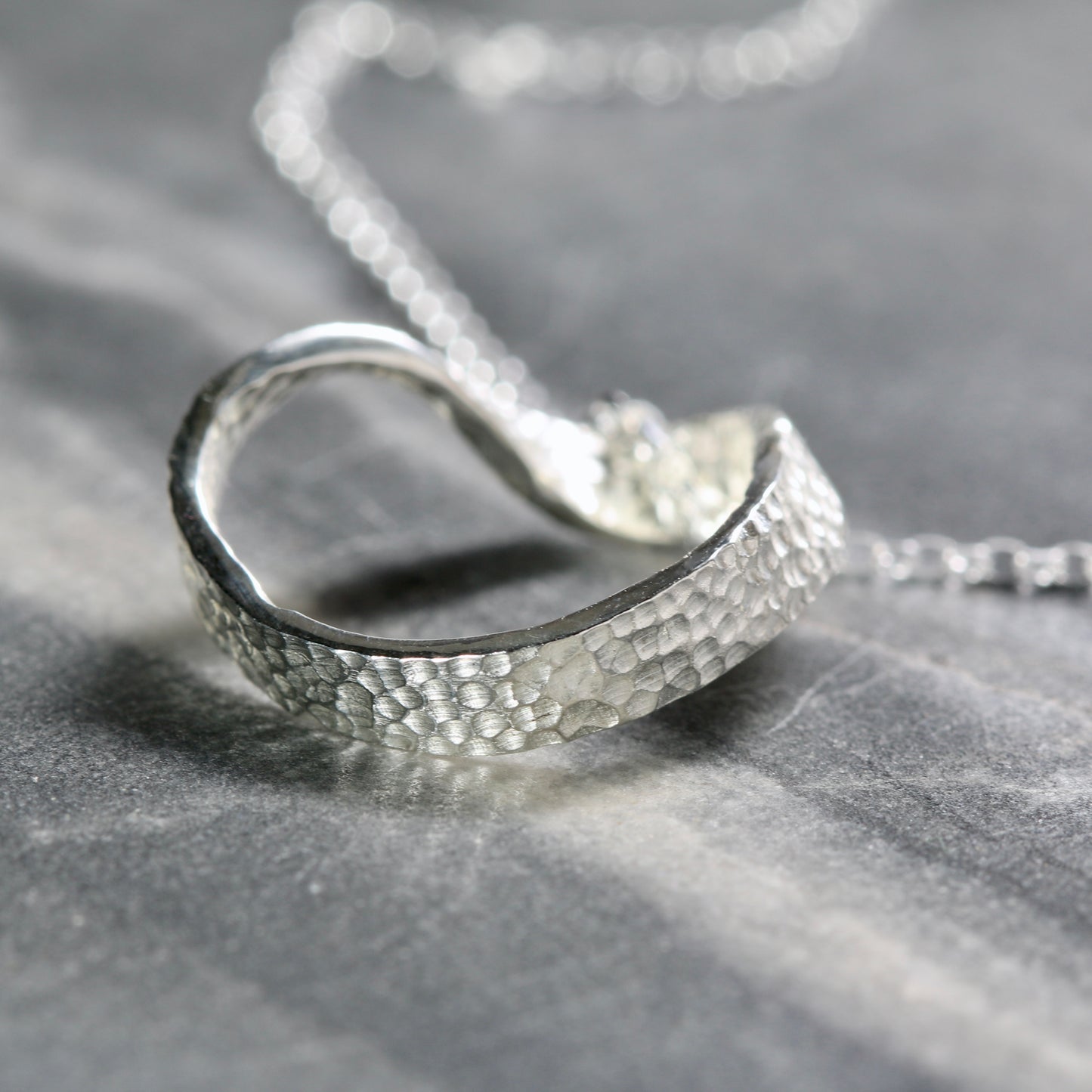 Silver Textured Möbius Twist Ribbon Pendant image 5