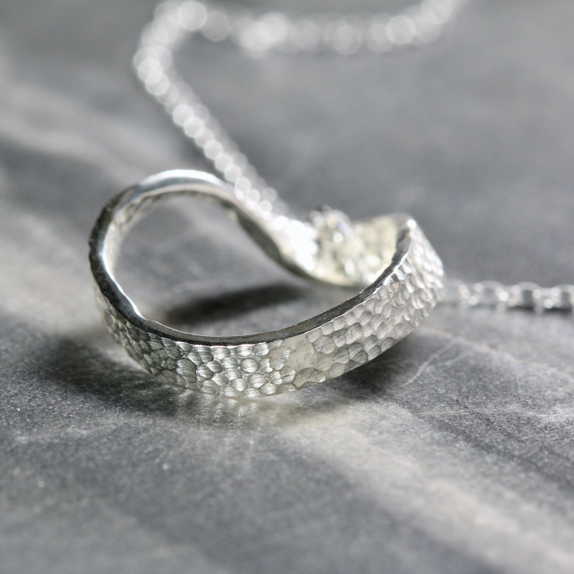 Silver Textured Möbius Twist Ribbon Pendant image 5