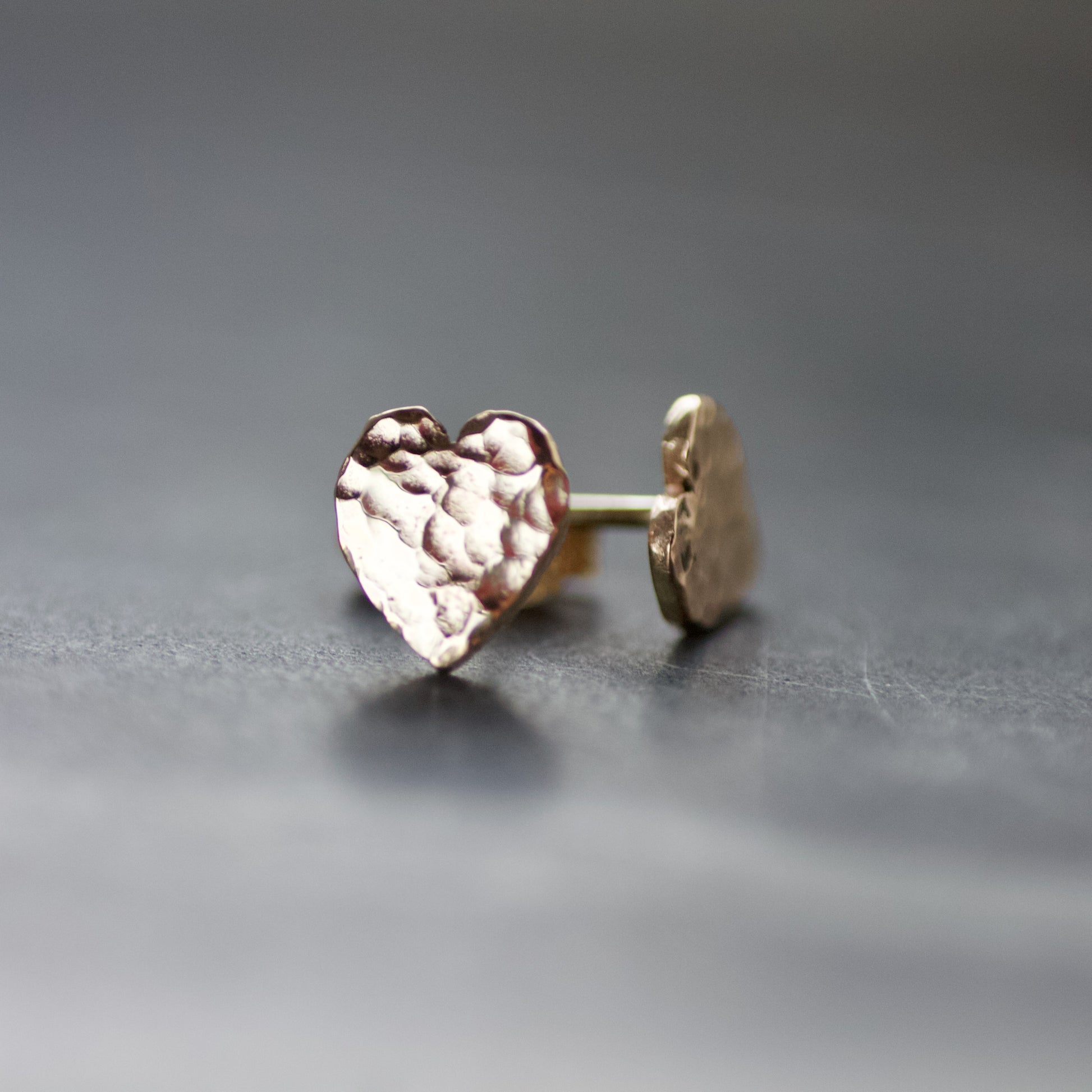 Solid 9ct Gold Hammered Heart Stud Earrings image 5