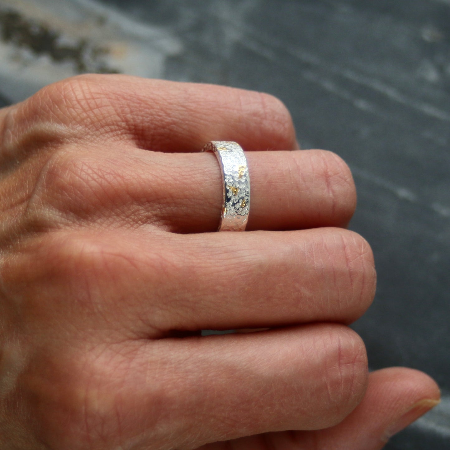 Confetti Keum Boo Silver & Gold Textured 4mm Ring image 6