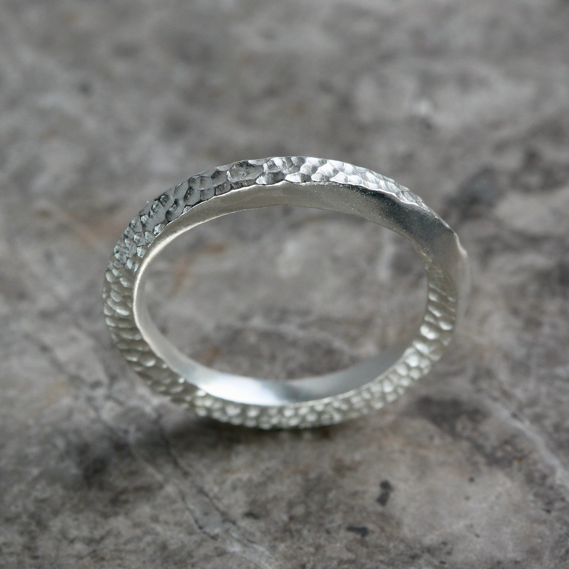 Silver Textured Möbius Twist Ring image 1