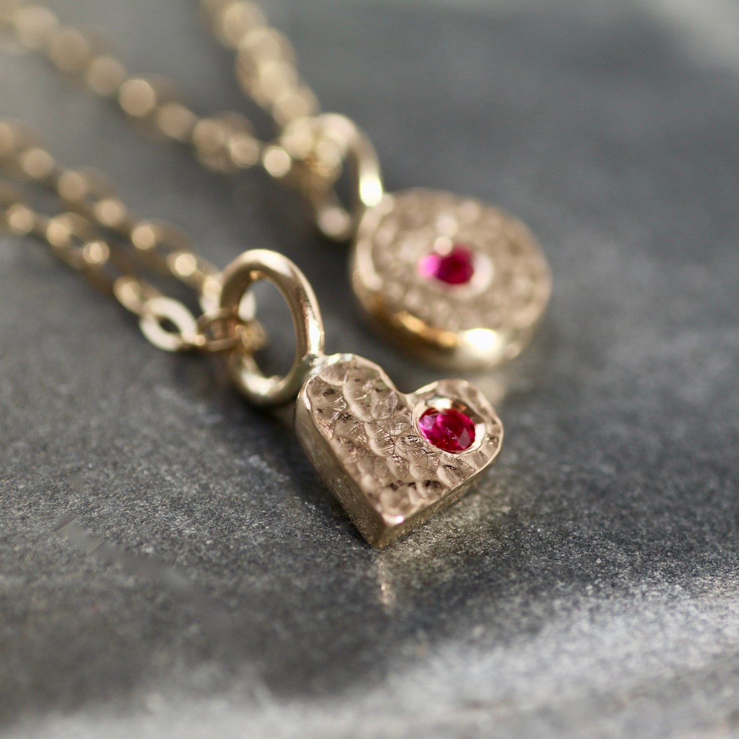 Ruby & Recycled Solid 9ct Yellow Gold Heart Pendant Necklace image 4