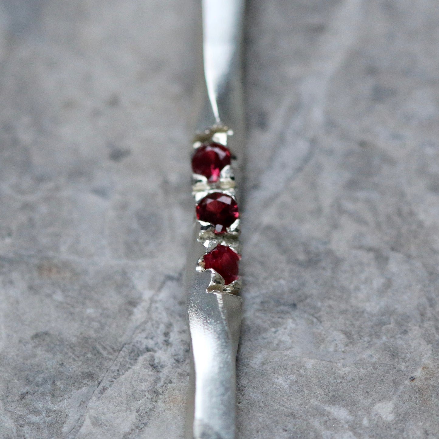 Triple Red Spinel Twist Silver Pendant image 4