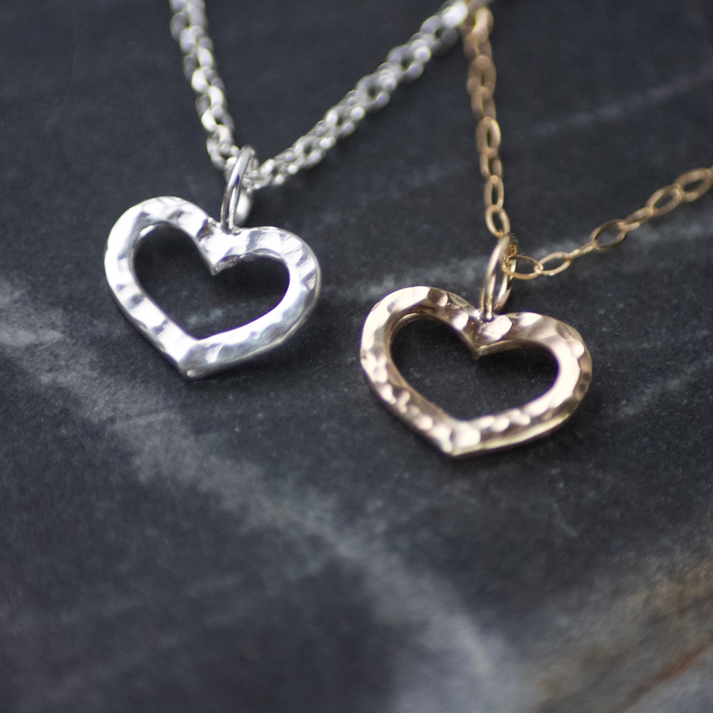 Solid Recycled Sterling Silver Open Heart Delicate Necklace image 8