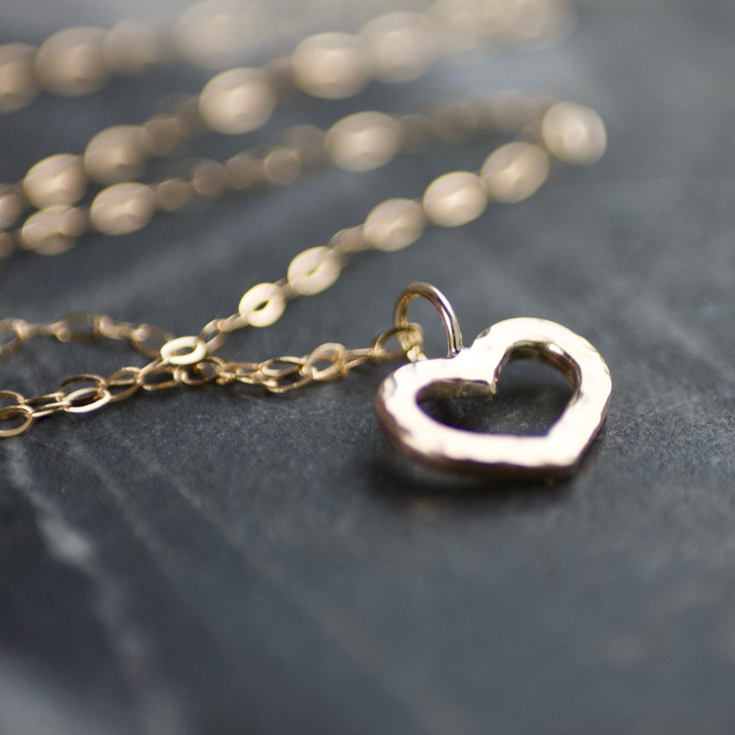 Solid Recycled 9ct Gold Open Heart Delicate Necklace image 2