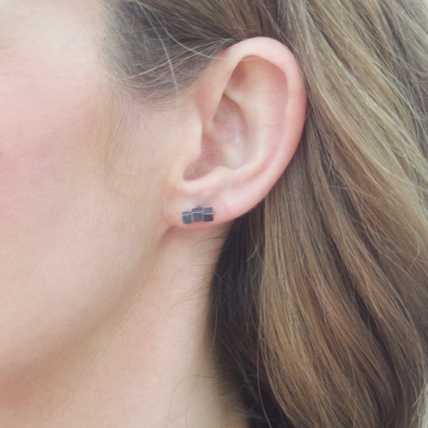 Solid Sterling Cube Stud Earrings image 6