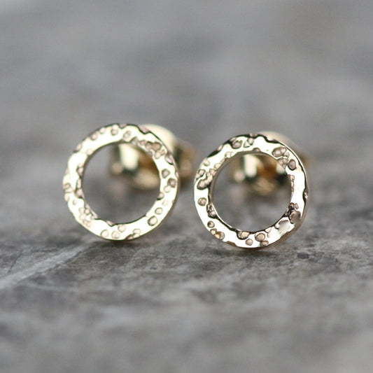 Solid Mini Dot Textured 9ct Yellow Gold Halo Studs image 0