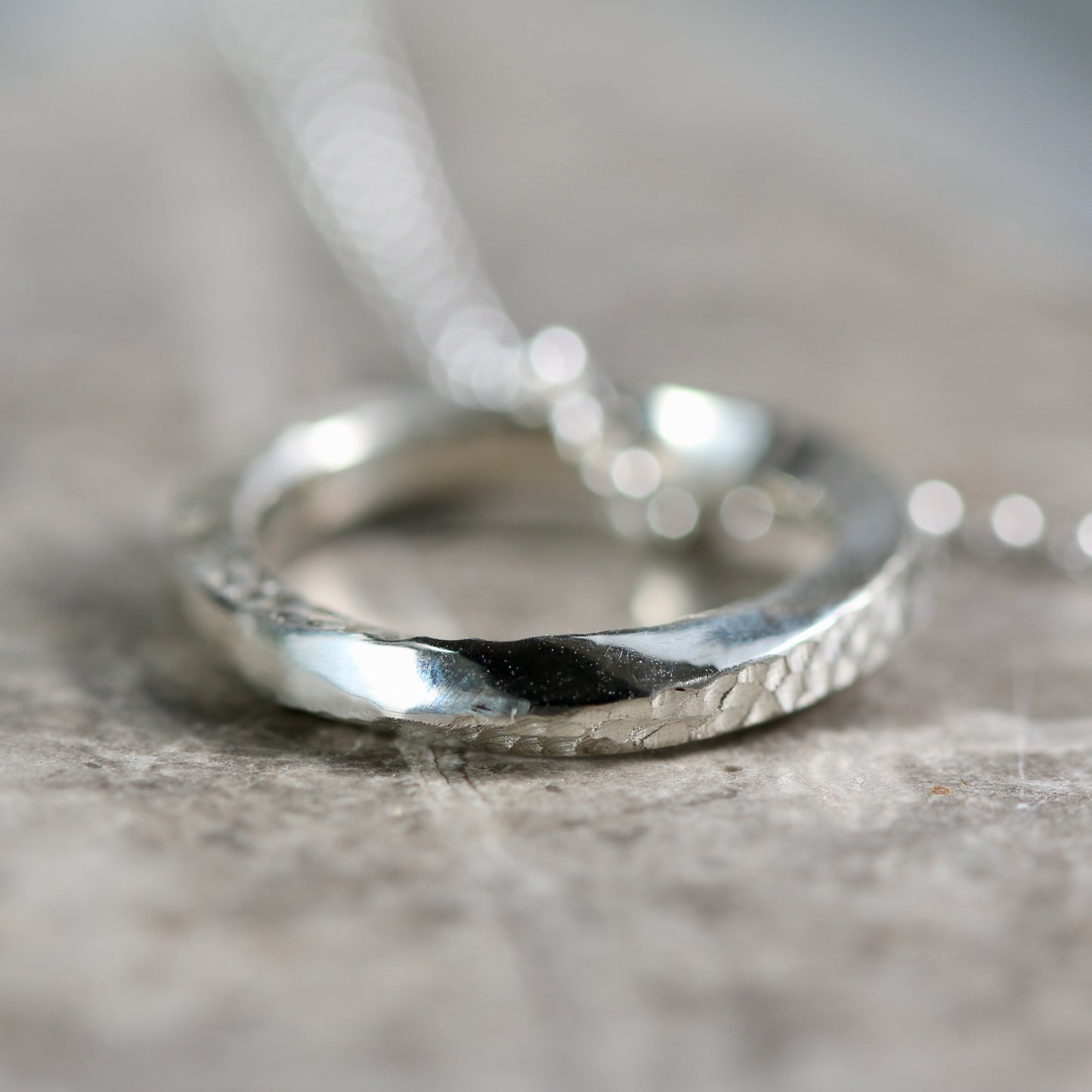 Silver Textured Möbius Twist Halo Ring Pendant image 4