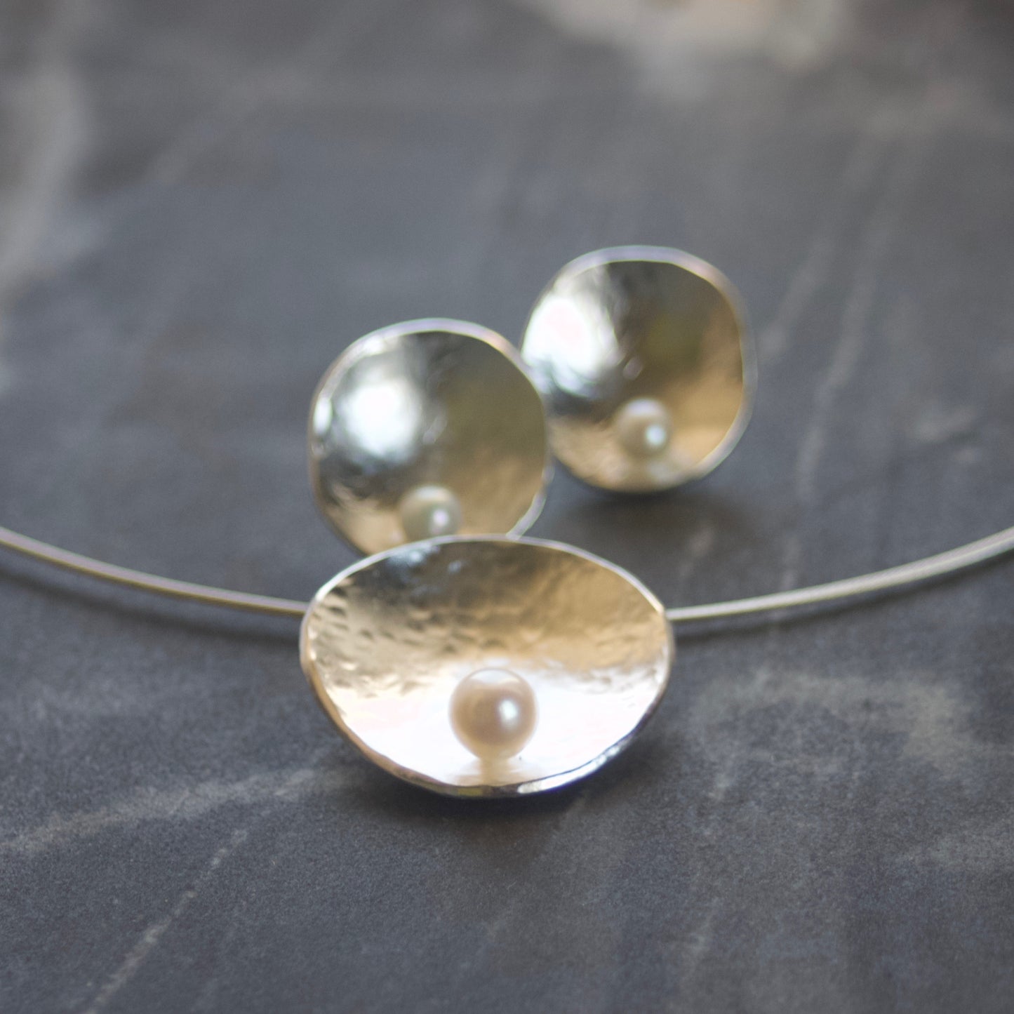 GEOM Pearl & Recycled Sterling Silver Stud Earrings image 6