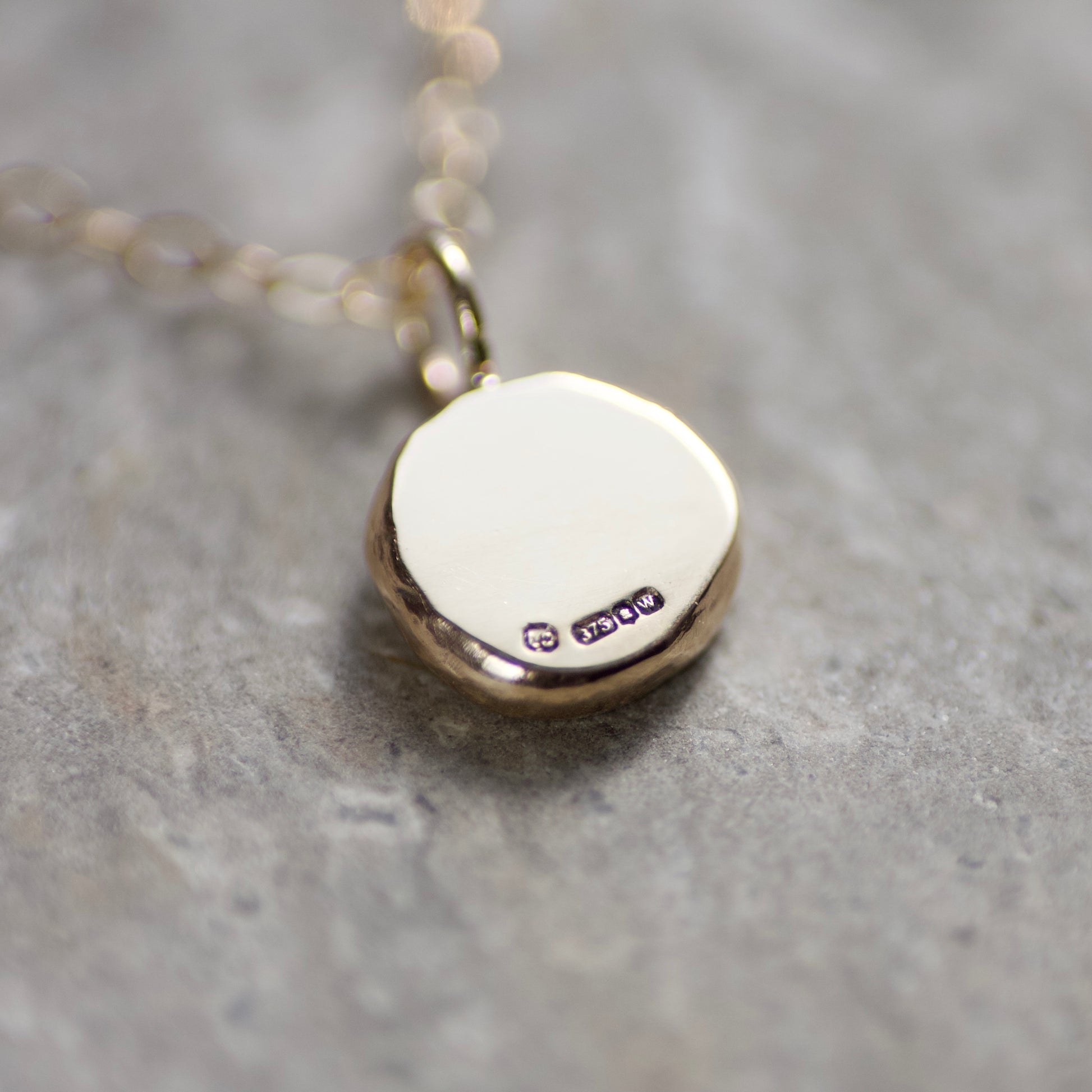 Diamond & Recycled Solid 9ct Yellow Gold Pebble Pendant Necklace image 2
