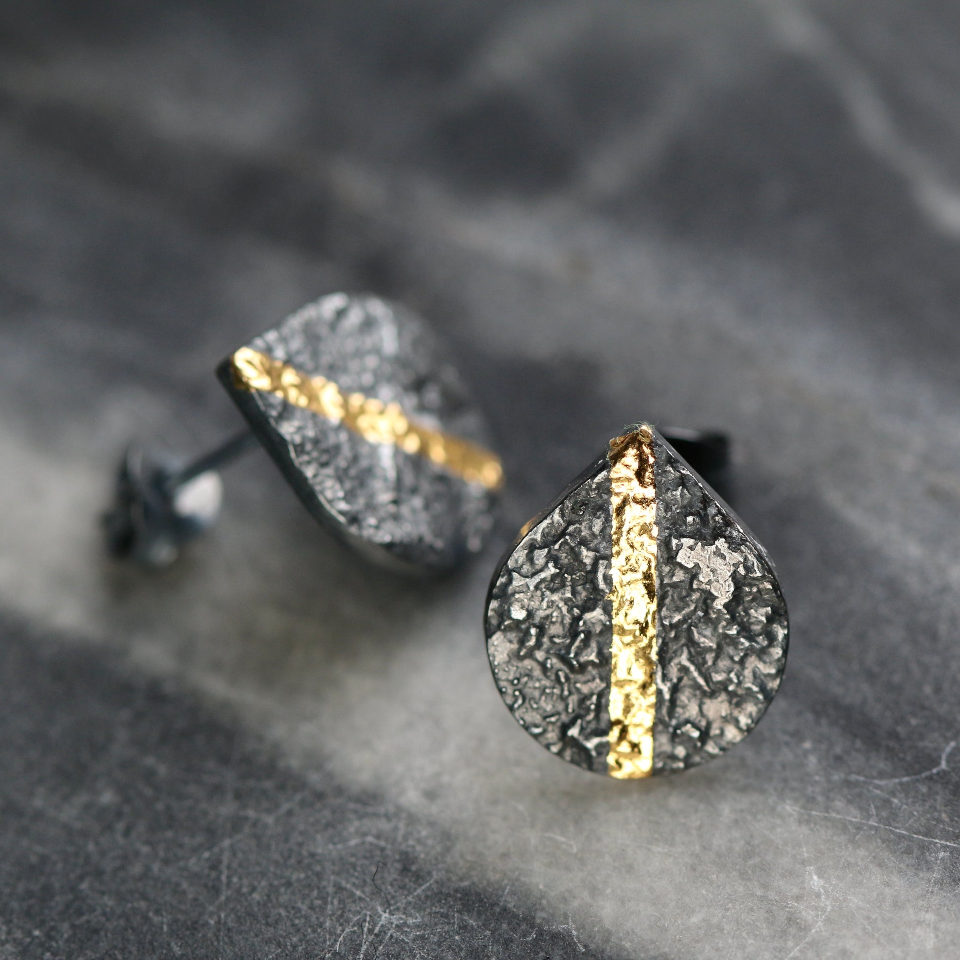 Keum Boo Oxidised Silver LC Teardrop Studs image 1