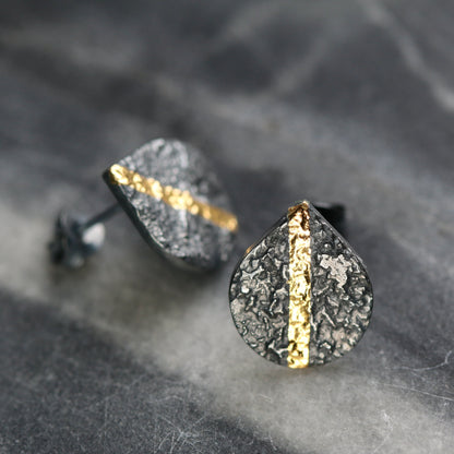 Keum Boo Oxidised Silver LC Teardrop Studs image 1
