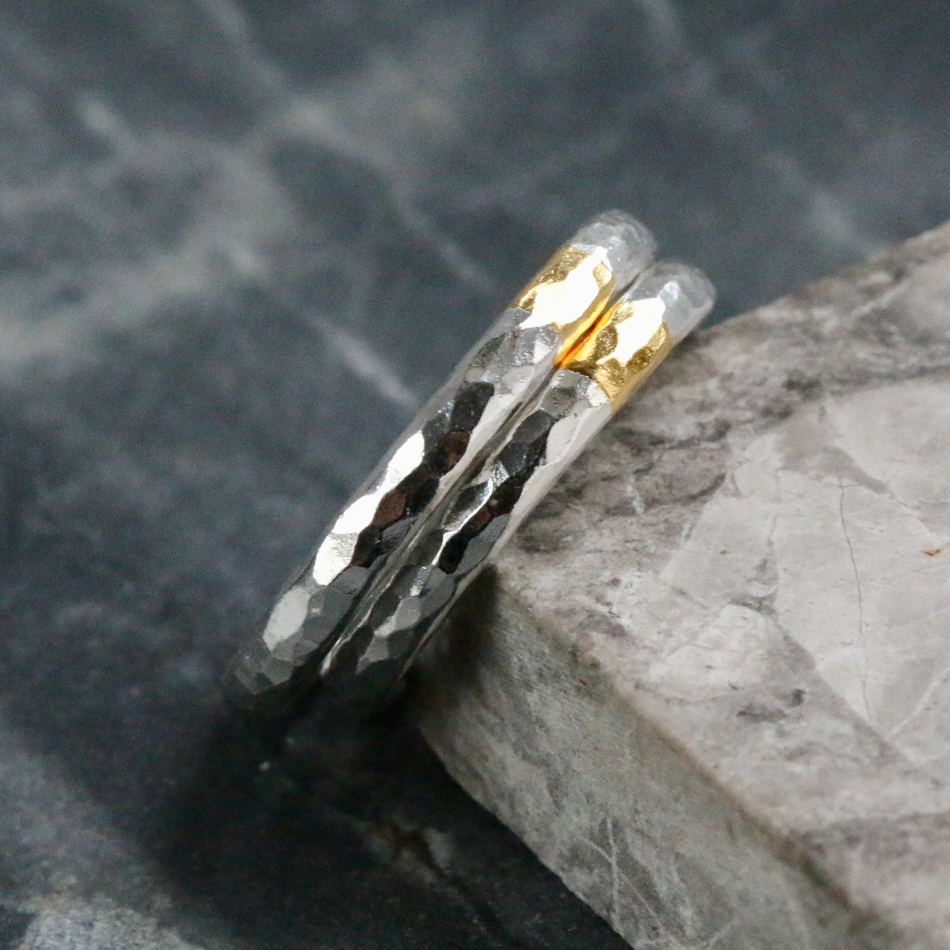 Round 3mm Hammered Silver & Gold Keum Boo Ring image 2